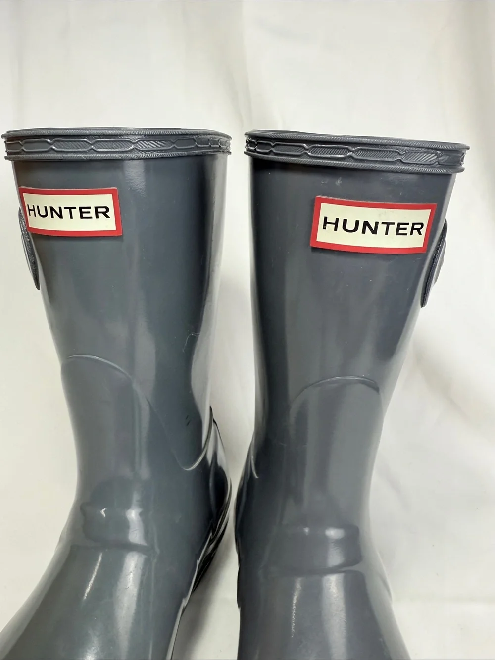 Hunter Original Short Gloss Gull Grey Slate Rain Boots Women’s US 6 UK 4 EU 37